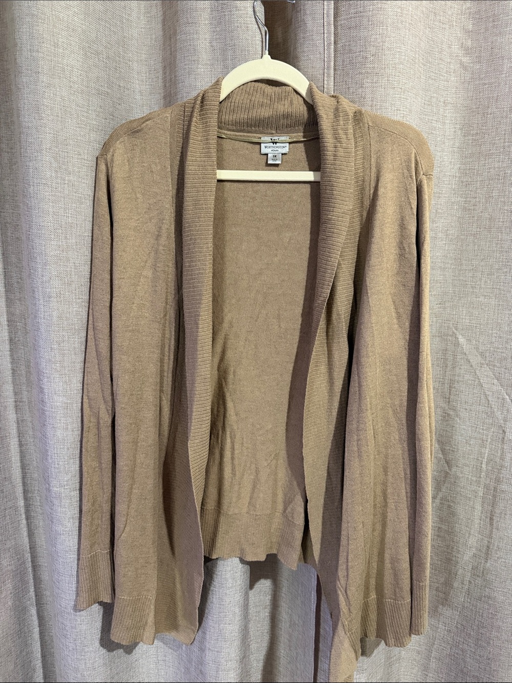 Worthington Taupe Open-Front Cardigan Sweater